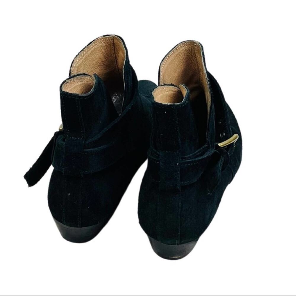 J. Crew Black Suede Pointed Toe Buckle Ankle Boots Size 8.5 - Picture 3 of 4
